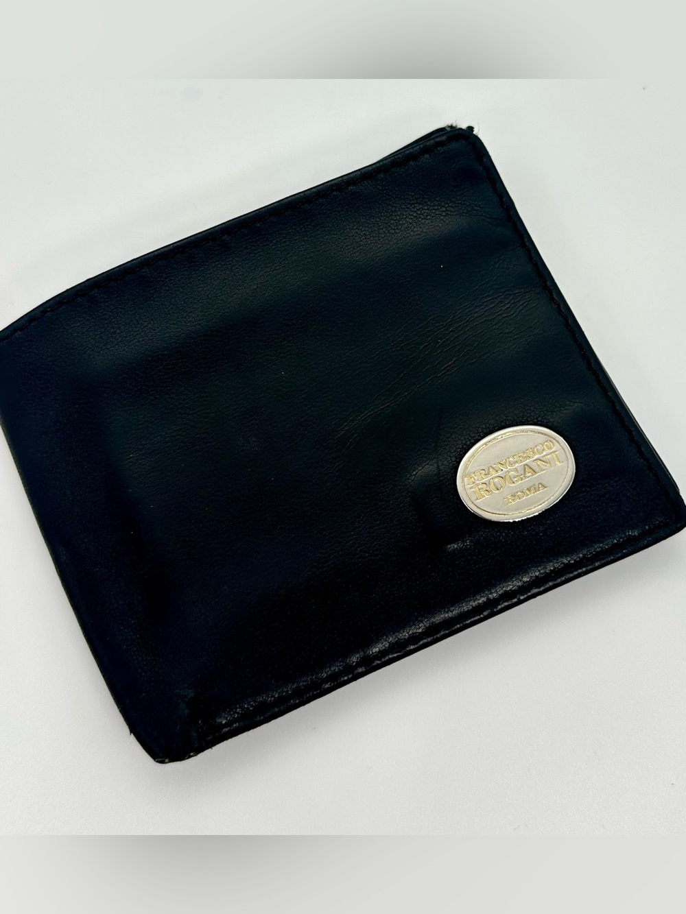 Authentic Francesco Rogani Roma Genuine Leather Black Bifold Wallet Made in Itay